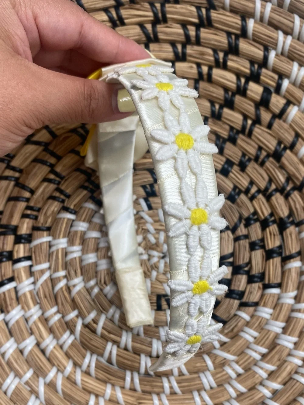Hand Crafted Daisy Ribbon Bow Headband